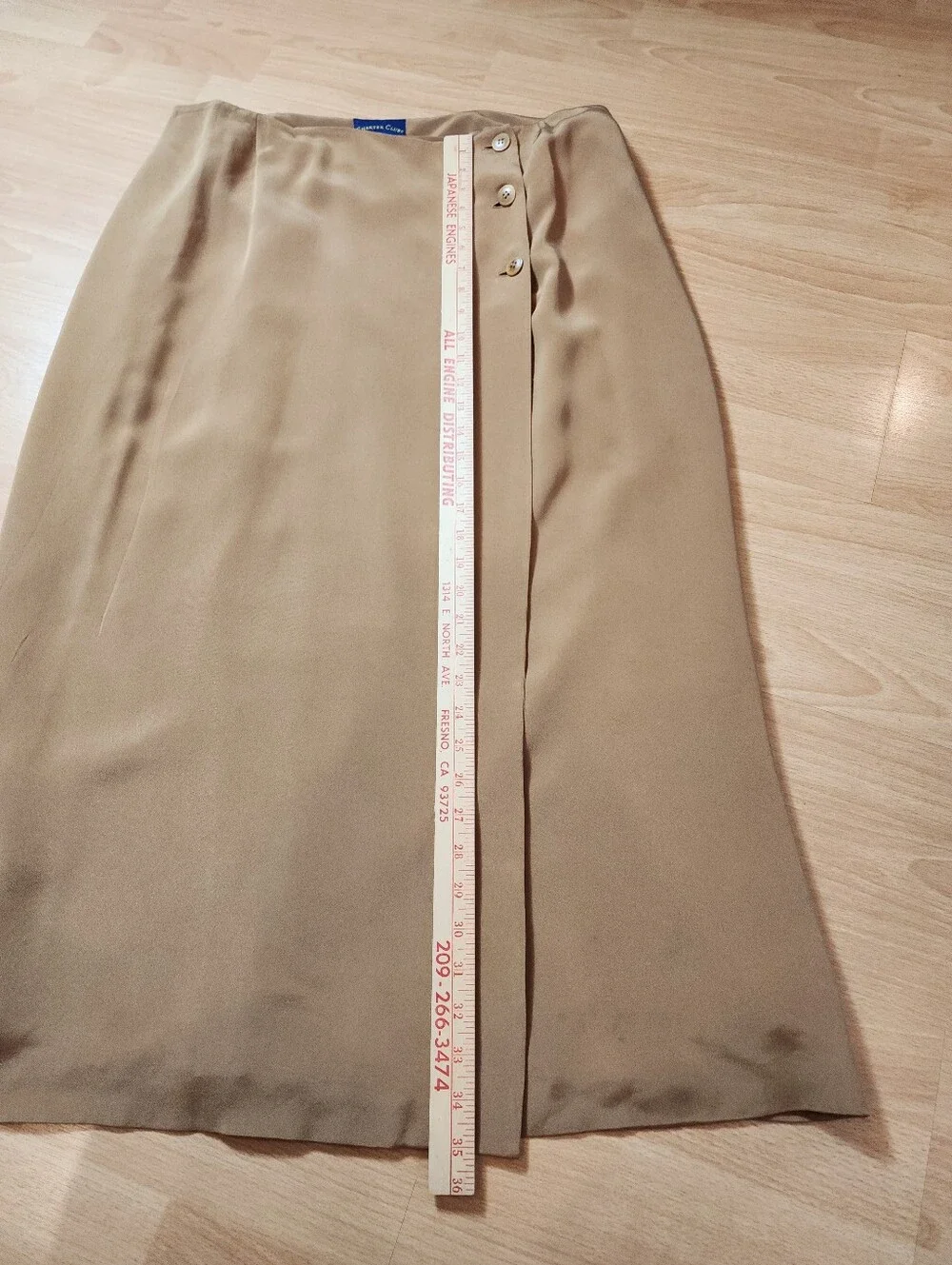100% Silk Wrap Maxi Skirt Golden Brown Bronze Tan Charter Club Women's Size 16